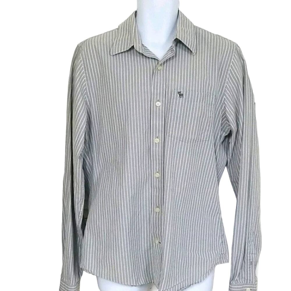 $10 Sale Abercrombie &Fitch Gray Stripped Long Sleeve Shirt
